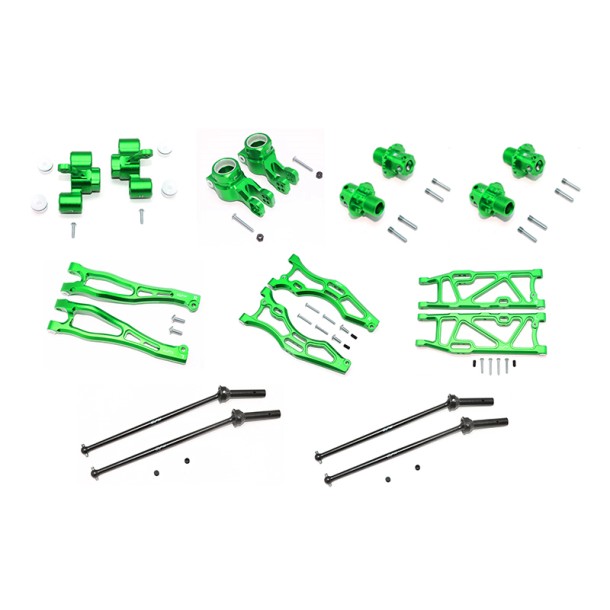 ALUMINUM F UPPER+LOWER ARMS, R LOWER ARMS, F+R KNUCKLE ARMS, CVD, 13MM HEX