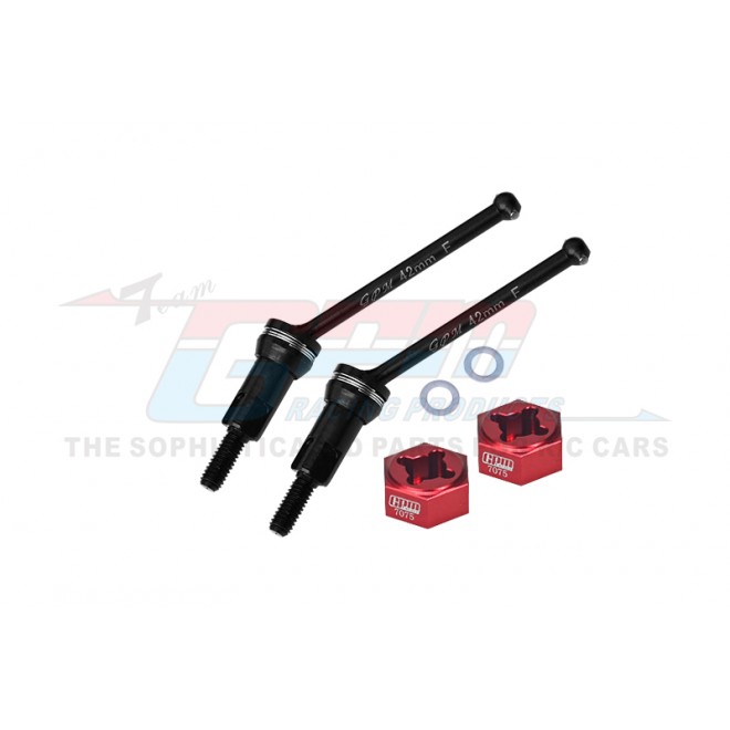 4140 MEDIUM CARBON STEEL FRONT CVD DRIVE SHAFTS (42MM) WITH 7075 ALLOY WHEEL HEX--MGM042FS