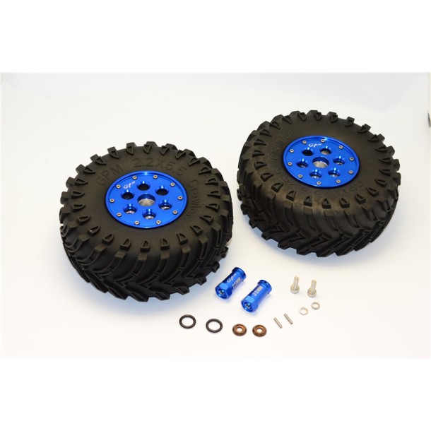 2.2 INCH RUBBER TIRES WITH ALUMINIUM BEADLOCK WEIGHTED WHEELS & 25MM HEX ADAPTERS --SCX2206H25