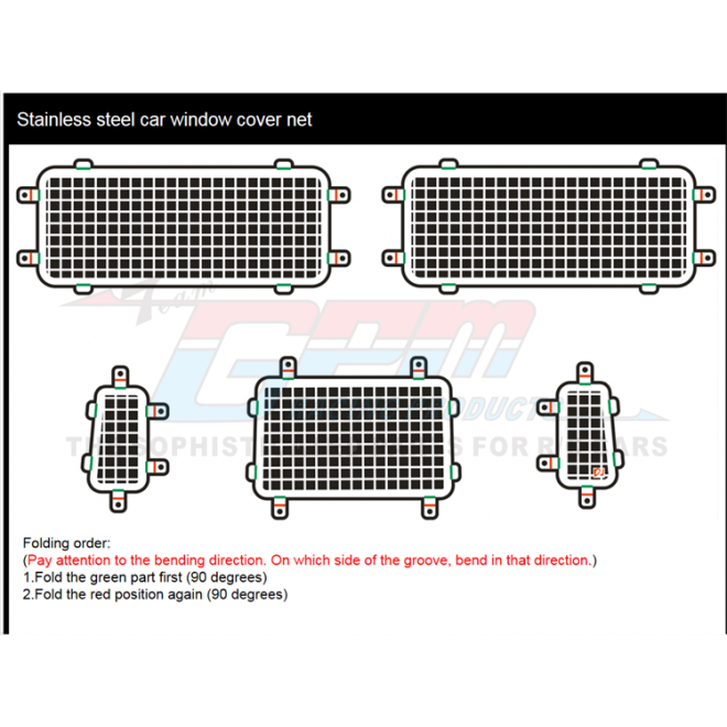 TRAXXAS 1/18 TRX-4M LAND ROVER DEFENDER METAL STEREOSCOPIC SIDE+REAR WINDOW NET--TRX4MZSP5