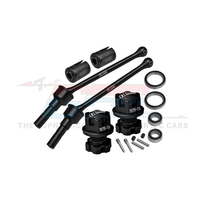 4140 CARBON STEEL FRONT/REAR CVD SHAFT (88MM) WITH 7075 ALLOY WHEEL LOCK & HEX CLAW--TS088F/RS