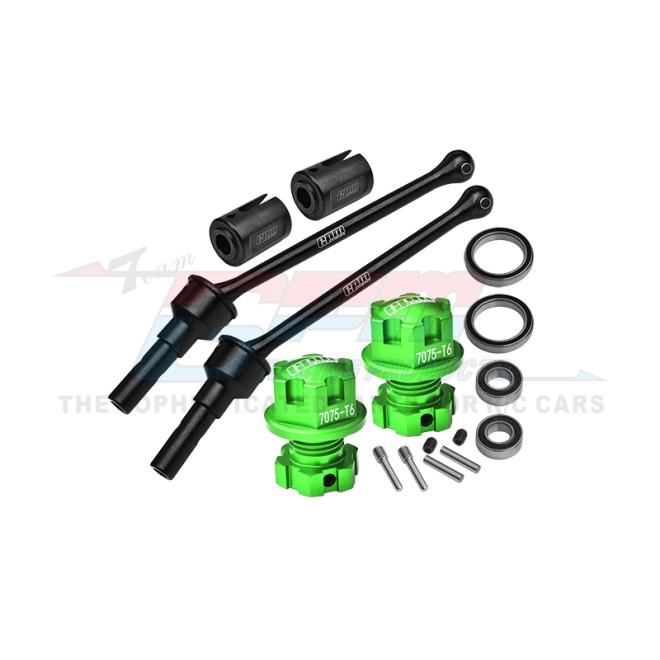 4140 CARBON STEEL FRONT/REAR CVD SHAFT (88MM) WITH 7075 ALLOY WHEEL LOCK & HEX CLAW--TS088F/RS