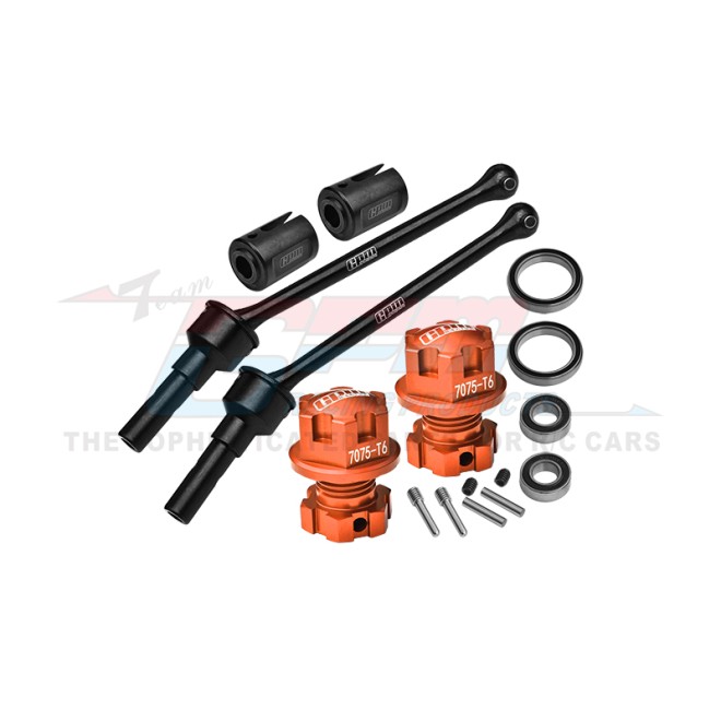 4140 CARBON STEEL FRONT/REAR CVD SHAFT (88MM) WITH 7075 ALLOY WHEEL LOCK & HEX CLAW--TS088F/RS