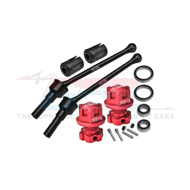 4140 CARBON STEEL FRONT/REAR CVD SHAFT (88MM) WITH 7075 ALLOY WHEEL LOCK & HEX CLAW--TS088F/RS