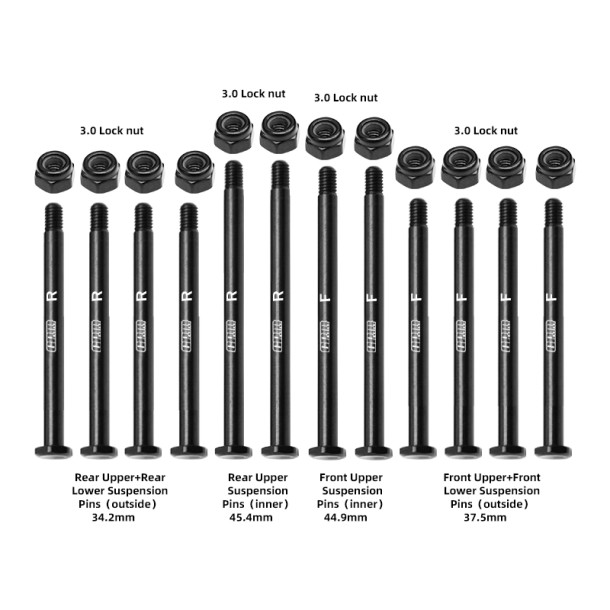 4140 CARBON STEEL FRONT & REAR SUSPENSION PINS FOR TRAXXAS MINI MAXX