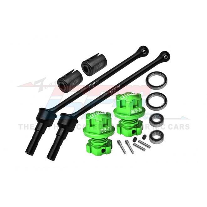 4140 CARBON STEEL FRONT/REAR EXTEND CVD SHAFT (110MM) WITH 7075 ALLOY WHEEL LOCK & HEX CLAW--TXMW110F/RSN