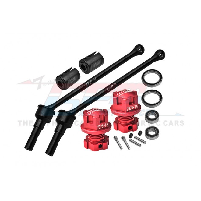 4140 CARBON STEEL FRONT/REAR EXTEND CVD SHAFT (110MM) WITH 7075 ALLOY WHEEL LOCK & HEX CLAW--TXMW110F/RSN