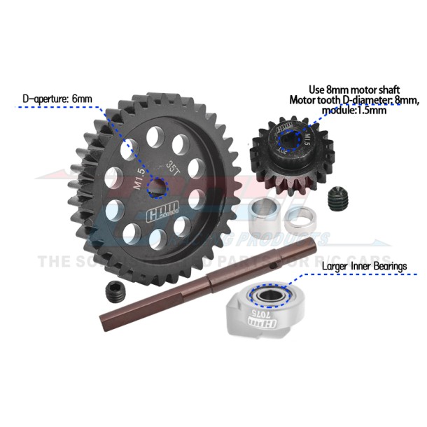 40Cr CARBON STEEL M1.5 SPUR GEAR 35T + MOTOR GEAR 20T--XRT2035TS