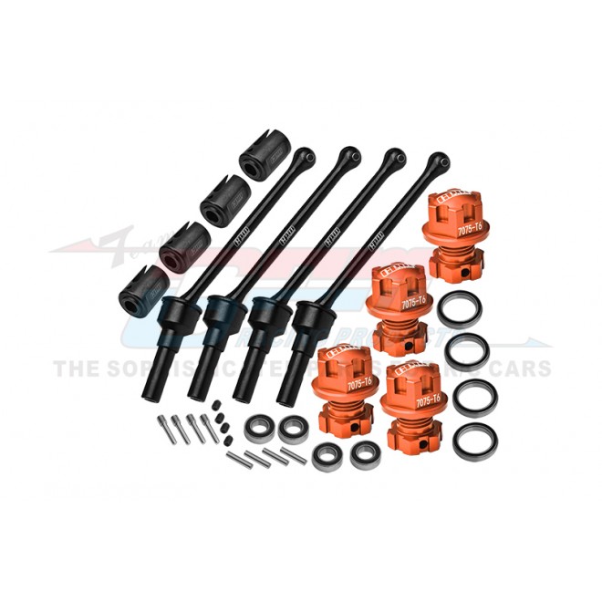 4140 CARBON STEEL FRONT & REAR CVD SHAFT (88MM) WITH 7075 ALLOY WHEEL LOCK & HEX CLAW--TS088FRS