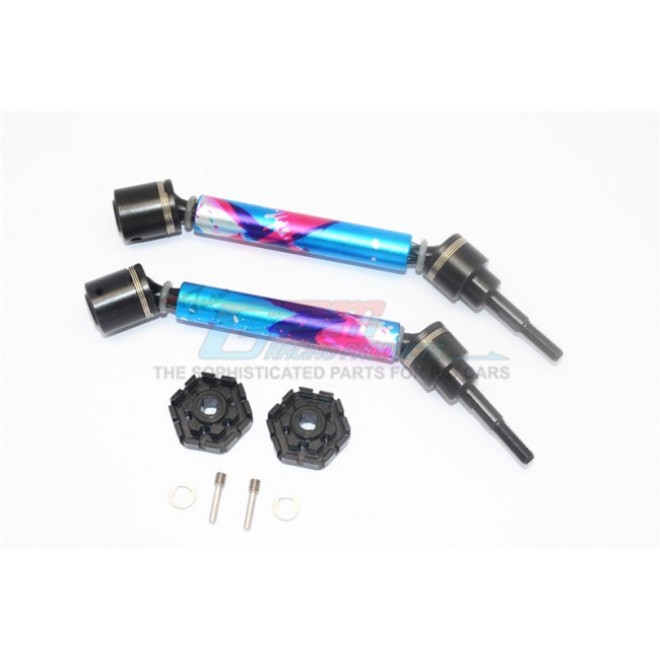 HARDEN STEEL+ALUMINUM F/R ADJUSTABLE CVD DRIVE SHAFT+HEX ADAPTER (SPLATTER PAINT VERSION)--TXMS123XHEX