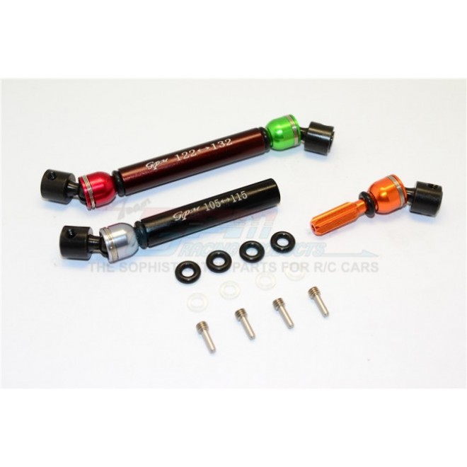 STEEL+ALUMINIUM FRONT & REAR MAIN DRIVE SHAFT (F:122MM-132MM, R:105MM-115MM) - 2PCS SET (CUSTOM COLORS)--GM237SAAM