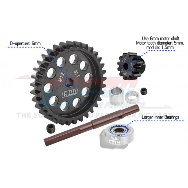 40Cr CARBON STEEL M1.5 SPUR GEAR 33T + MOTOR GEAR 12T--TXM1233TS