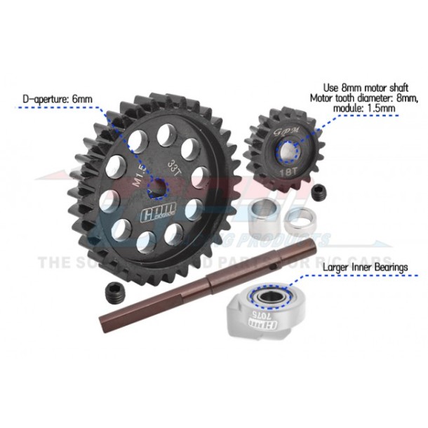 40Cr CARBON STEEL M1.5 SPUR GEAR 33T + MOTOR GEAR 18T--TXM1833TS