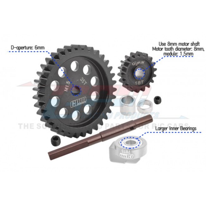 40Cr CARBON STEEL M1.5 SPUR GEAR 35T + MOTOR GEAR 18T--TXM1835TS