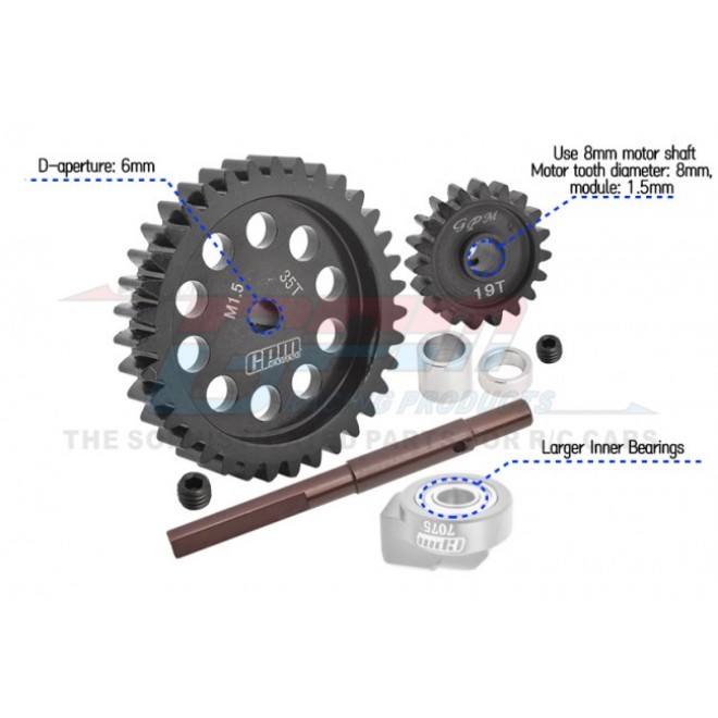 40Cr CARBON STEEL M1.5 SPUR GEAR 35T + MOTOR GEAR 19T--TXM1935TS