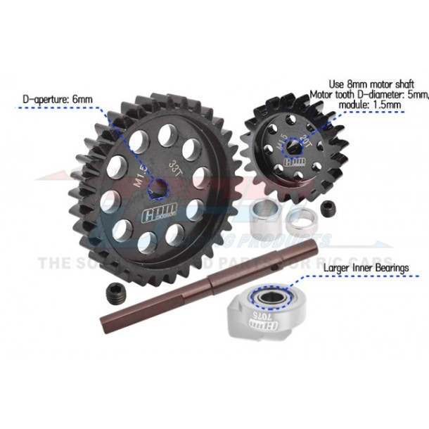 40Cr CARBON STEEL M1.5 SPUR GEAR 33T + MOTOR GEAR 20T--TXM2033TS