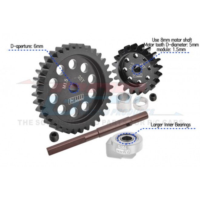 40Cr CARBON STEEL M1.5 SPUR GEAR 35T + MOTOR GEAR 20T--TXM2035TS