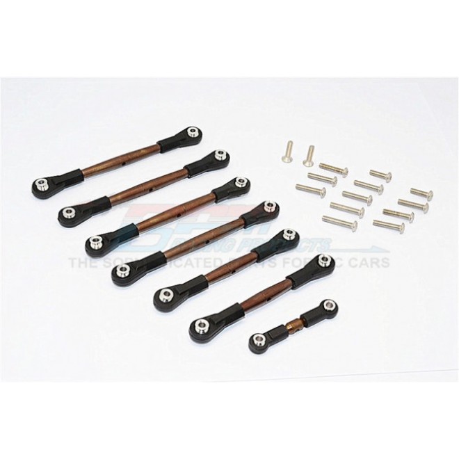 SPRING STEEL COMPLETED TURNBUCKLES WITH PLASTIC BALL ENDS - 7PCS SET (FOR SLASH 4X4 / TELLURIDE)--SSLA160P