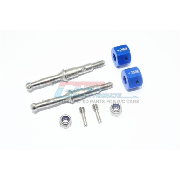 STAINLESS STEEL REAR WHEEL SHAFT W. ALUMINUM HEX ADAPTER (+2MM)--T3023SR/+2MM