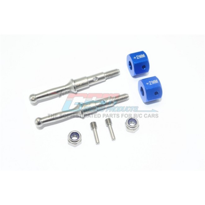 STAINLESS STEEL REAR WHEEL SHAFT W. ALUMINUM HEX ADAPTER (+2MM)--T3023SR/+2MM