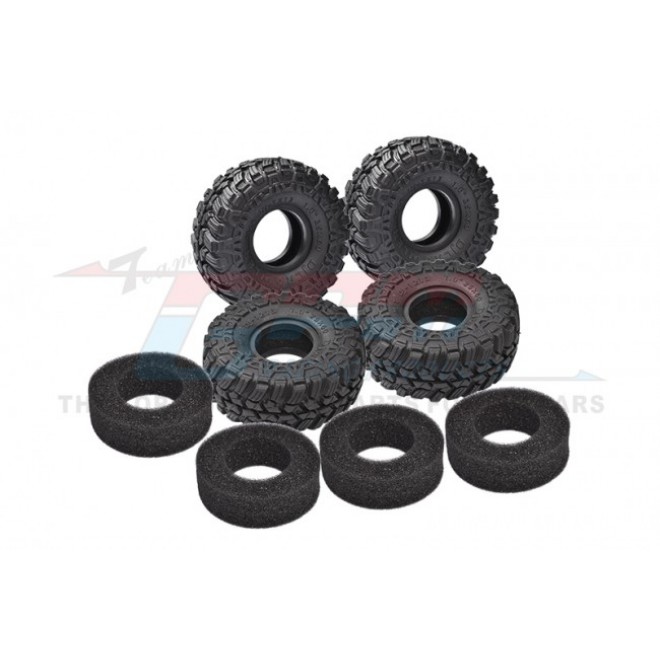 TRAXXAS TRX4M WIDEN 1.0 INCH HIGH ADHESIVE CRAWLER RUBBER TIRES 60MM x 25MM WITH FOAM INSERTS--TRX4MZSP1213