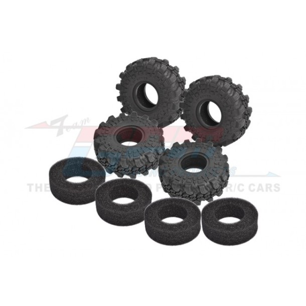 TRAXXAS TRX4M WIDEN 1.0 INCH HIGH ADHESIVE CRAWLER RUBBER TIRES 60MM x 25MM WITH FOAM INSERTS--TRX4MZSP1214