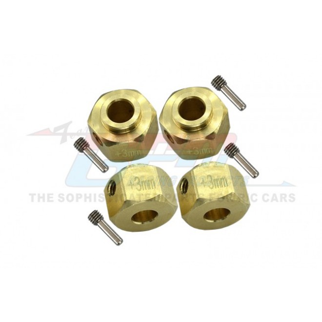 BRASS WHEEL HEX ADAPTERS +3MM--SCX3010X/+3M