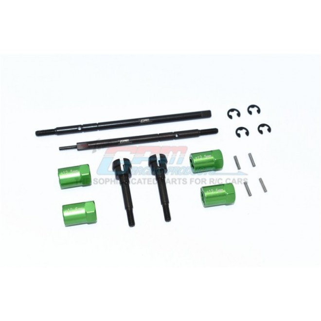 HARDEN STEEL #45 FRONT CVD JOINT+REAR DRIVE SHAFT + ALUMINUM 12.5MM WIDER HEX - 16PC SET--CC2237S+12.5