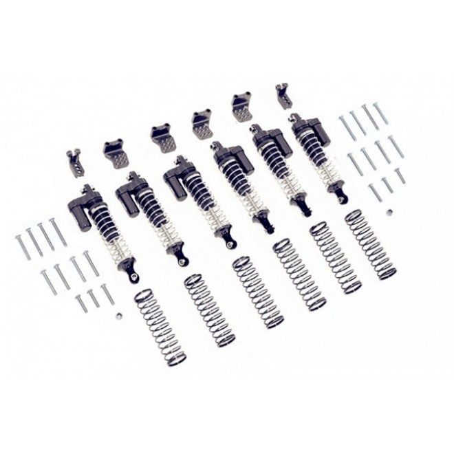 ALUMINUM  L-SHAPE PIGGY BACK SPRING DAMPERS 90MM+ADJUSTABLE DAMPER MOUNT (MULTIPLE POSITIONING HOLES) -42PC SET--TRX6090BZFRL