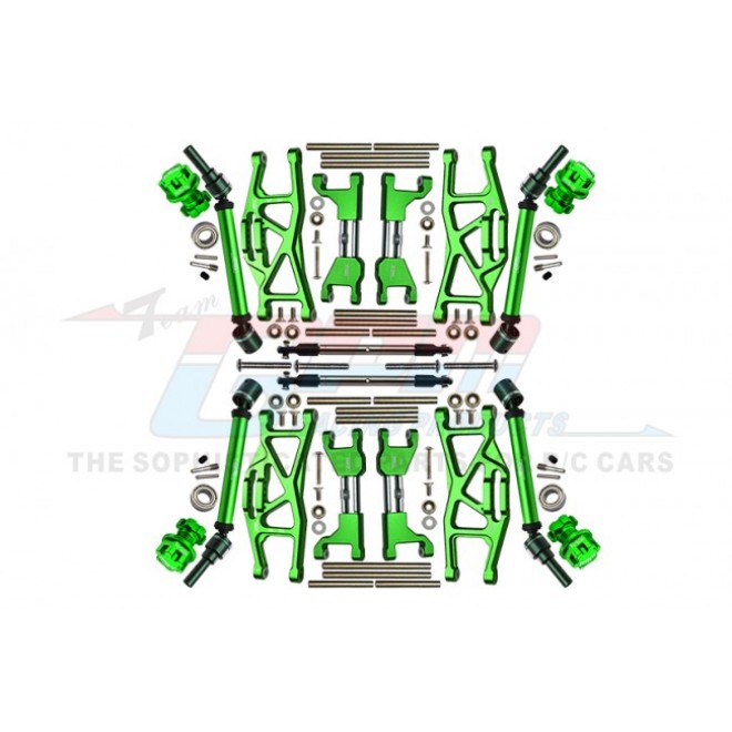 ALUMINUM F&R UPPER+LOWER ARMS+F&R ADJUSTABLE CVD DRIVE SHAFT+ALUMINUM 7075-T6 HEX ADAPTER+WHEEL LOCK+STAINLESS STEEL ADJUSTABLE FRONT STEERING TIE ROD（WIDENING KIT）--TXMS100N