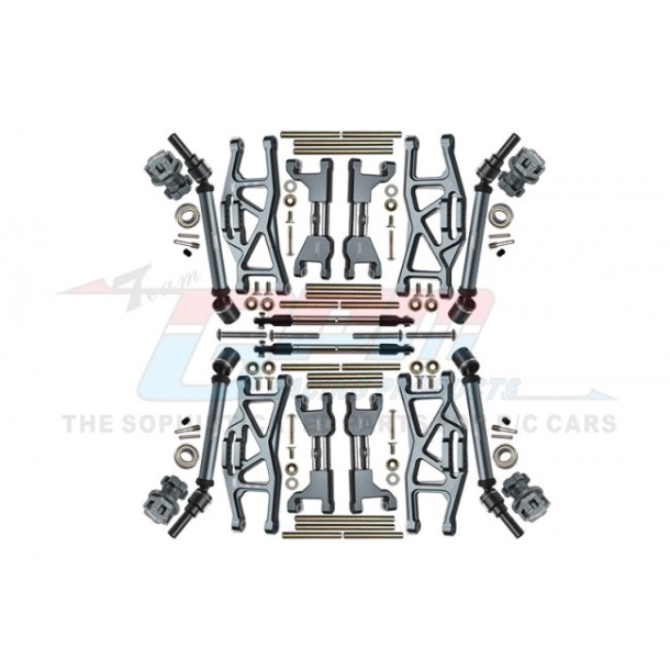 ALUMINUM F&R UPPER+LOWER ARMS+F&R ADJUSTABLE CVD DRIVE SHAFT+ALUMINUM 7075-T6 HEX ADAPTER+WHEEL LOCK+STAINLESS STEEL ADJUSTABLE FRONT STEERING TIE ROD（WIDENING KIT）--TXMS100N