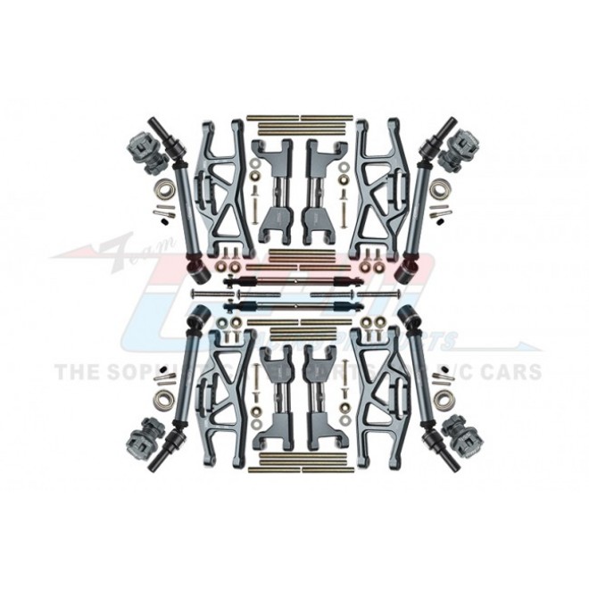 ALUMINUM F&R UPPER+LOWER ARMS+F&R ADJUSTABLE CVD DRIVE SHAFT+ALUMINUM 7075-T6 HEX ADAPTER+WHEEL LOCK+STAINLESS STEEL ADJUSTABLE FRONT STEERING TIE ROD（WIDENING KIT）--TXMS100N