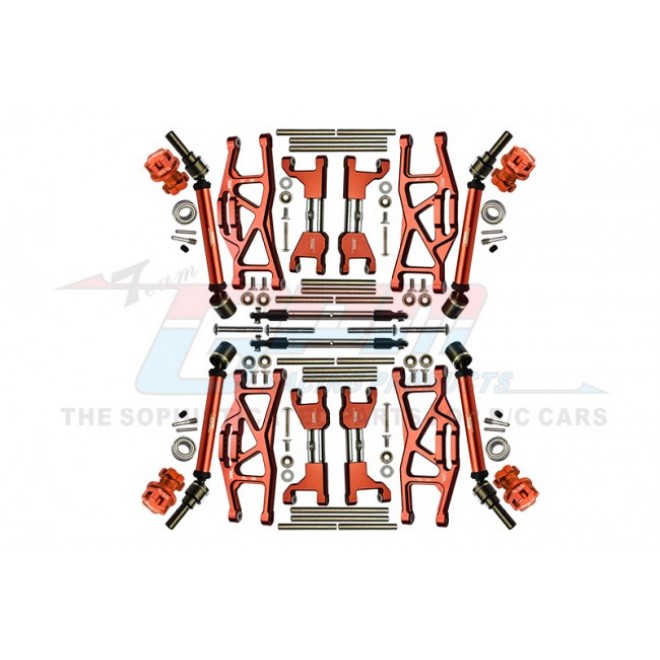 ALUMINUM F&R UPPER+LOWER ARMS+F&R ADJUSTABLE CVD DRIVE SHAFT+ALUMINUM 7075-T6 HEX ADAPTER+WHEEL LOCK+STAINLESS STEEL ADJUSTABLE FRONT STEERING TIE ROD（WIDENING KIT）--TXMS100N