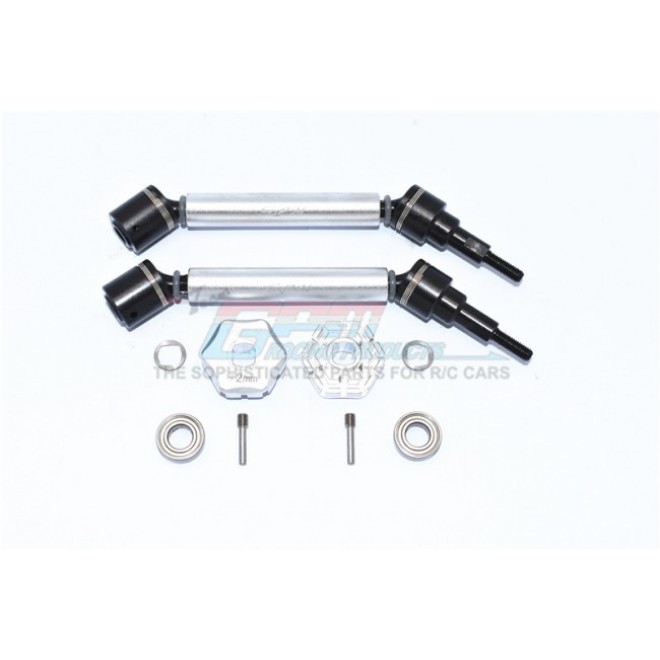 HARDEN STEEL+ALUMINUM FRONT/REAR ADJUSTABLE CVD DRIVE SHAFT+HEX ADAPTER (+2MM)--TXMS123AHEX