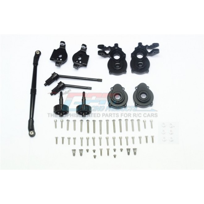 ALUMINUM FRONT C-HUBS+KNUCKLE ARMS+SPINDLE GEAR+CVD+STEERING LINK -61PC SET--TRX4H100F