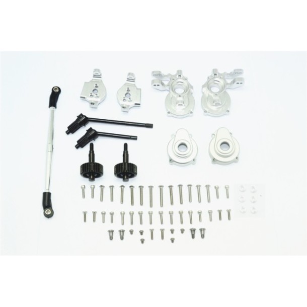 ALUMINUM FRONT C-HUBS+KNUCKLE ARMS+SPINDLE GEAR+CVD+STEERING LINK--TRX4H100F