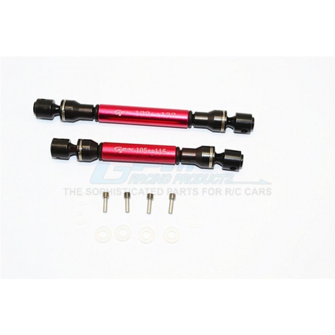 STEEL+ALUMINIUM FRONT & REAR MAIN DRIVE SHAFT (F:122MM-132MM, R:105MM-115MM) - 2PCS SETSET--GM237SA