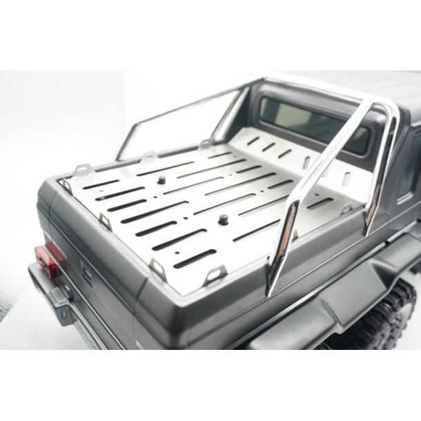 SCALE ACCESSORIES: STAINLESS STEEL PICK UP TRUCK BED CAP FOR TRX-6 MERCEDES (STYLE A+CARGO NET) -20PC SET--TRX6ZSP2