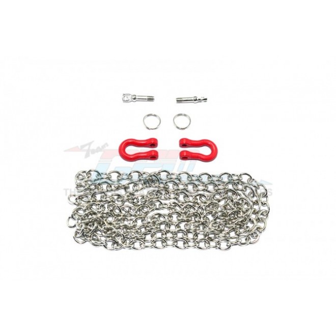 SCALE ACCESSORIES: METAL TOWING RINGS W/CHAIN FOR CRAWLERS -7PC SET--ZSP006