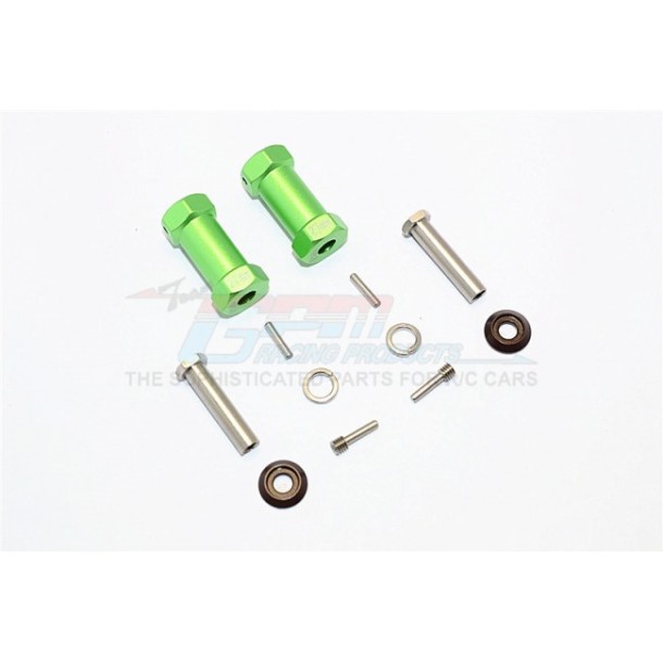 ALUMINIUM WHEEL HEX ADAPTERS 27MM WIDTH (USE FOR 4MM THREAD WHEEL SHAFT & 5MM HOLE WHEEL) - 1PR SET--RR010/275