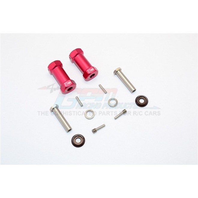 ALUMINIUM WHEEL HEX ADAPTERS 27MM WIDTH (USE FOR 4MM THREAD WHEEL SHAFT & 5MM HOLE WHEEL) - 1PR SET--RR010/275