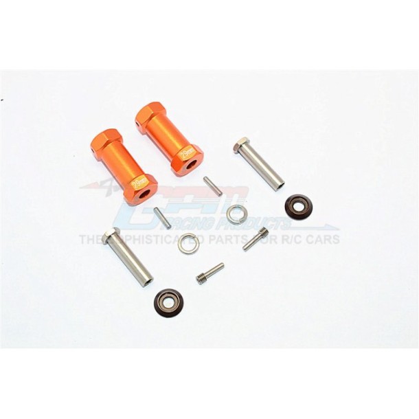 ALUMINIUM WHEEL HEX ADAPTERS 29MM WIDTH (USE FOR 4MM THREAD WHEEL SHAFT & 5MM HOLE WHEEL) - 1PR SET--RR010/295