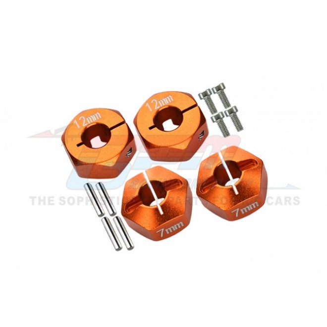 ALLOY HEX ADAPTER (12MMX7MM)-4PCS SET FOR AXIAL EXO,SCX10,WRAITH--AX010/12X7MM