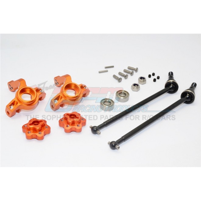 ALUMINIUM FRONT KNUCKLE ARM WITH HEX  ADAPTERS & STEEL FRONT CVD DRIVE SHAFT --YT102195S