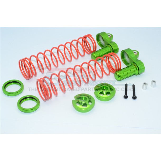 ALUMINIUM FRONT/REAR ADJUSTABLE L-SHAPE DAMPER COMPONENTS - 1SET   (2PCS OF ALUMINIUM SHOCK CAP,2PCS OF ALUMINIUM SPRING PERCH,2PCS OF ALUMINIUM LOWER RETAINER,2PCS OF COIL SPRING,2PCS OF ALUMINIUM COLLARS,2PCSOF HEX SCREWS)   Require to use with or