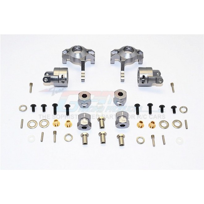 ALUMINIUM FRONT C-HUB & KNUCKLE ARM (5 DEGREE CASTER) - 4PCS SET (FOR RR10 BOMBER, WRAITH, WRAITH AX90045, SMT10 MONSTER JAM AX90055)--MJ019021/5D