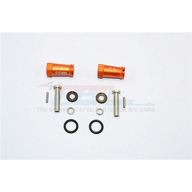 ALUMINIUM WHEEL HEX ADAPTERS 23MM WIDTH (USE FOR 4MM THREAD WHEEL SHAFT & 4MM HOLE WHEEL) - 1PR SET--SCX2010/23MM