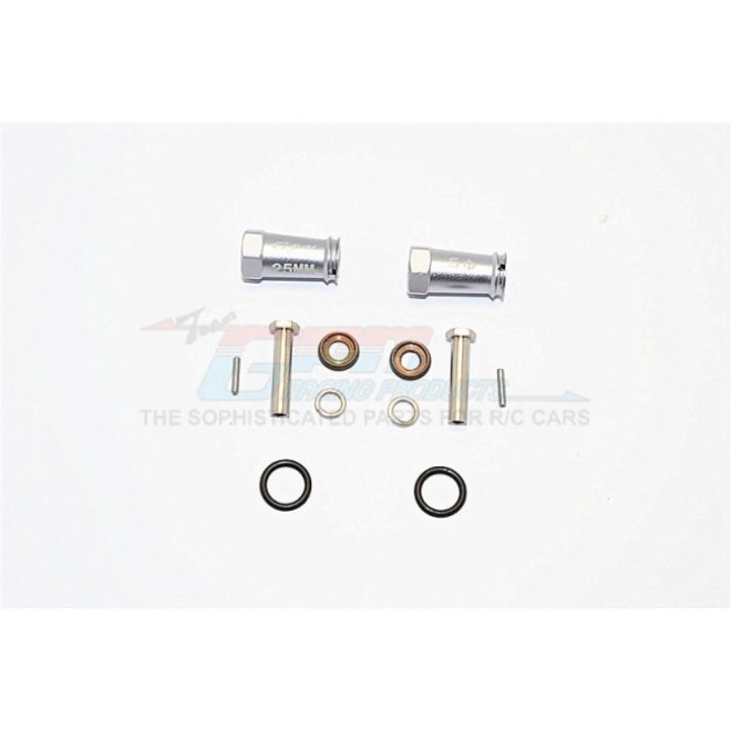 ALUMINIUM WHEEL HEX ADAPTERS 25MM WIDTH (USE FOR 4MM THREAD WHEEL SHAFT & 5MM HOLE WHEEL) - 1PR SET--SCX2010/255