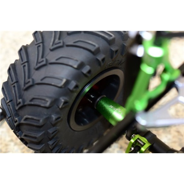 2.2 INCH RUBBER TIRES WITH ALUMINIUM BEADLOCK WEIGHTED WHEELS & 25MM HEX ADAPTERS --SCX2206H25