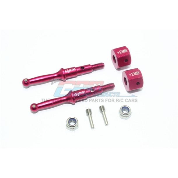 ALUMINUM REAR WHEEL SHAFT W. HEX ADAPTER (+2MM)--T3023R/+2MM